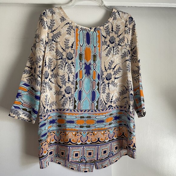Maeve Anthropologie Sydney Silk Blouse Size 2 Button Down Floral Print Top XS - Picture 12 of 14